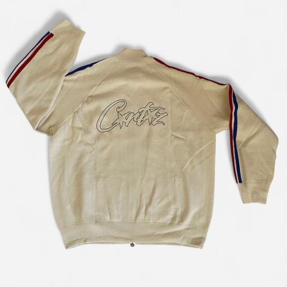Corteiz Knit Zip Up Fleece Cream - size L - Picture 1 of 6